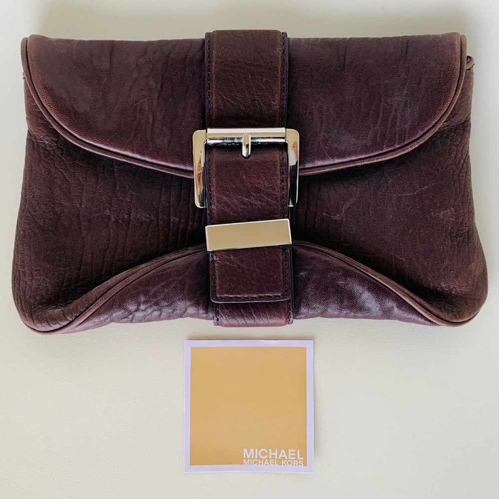 Authentic Michael Kors Purple Leather Clutch